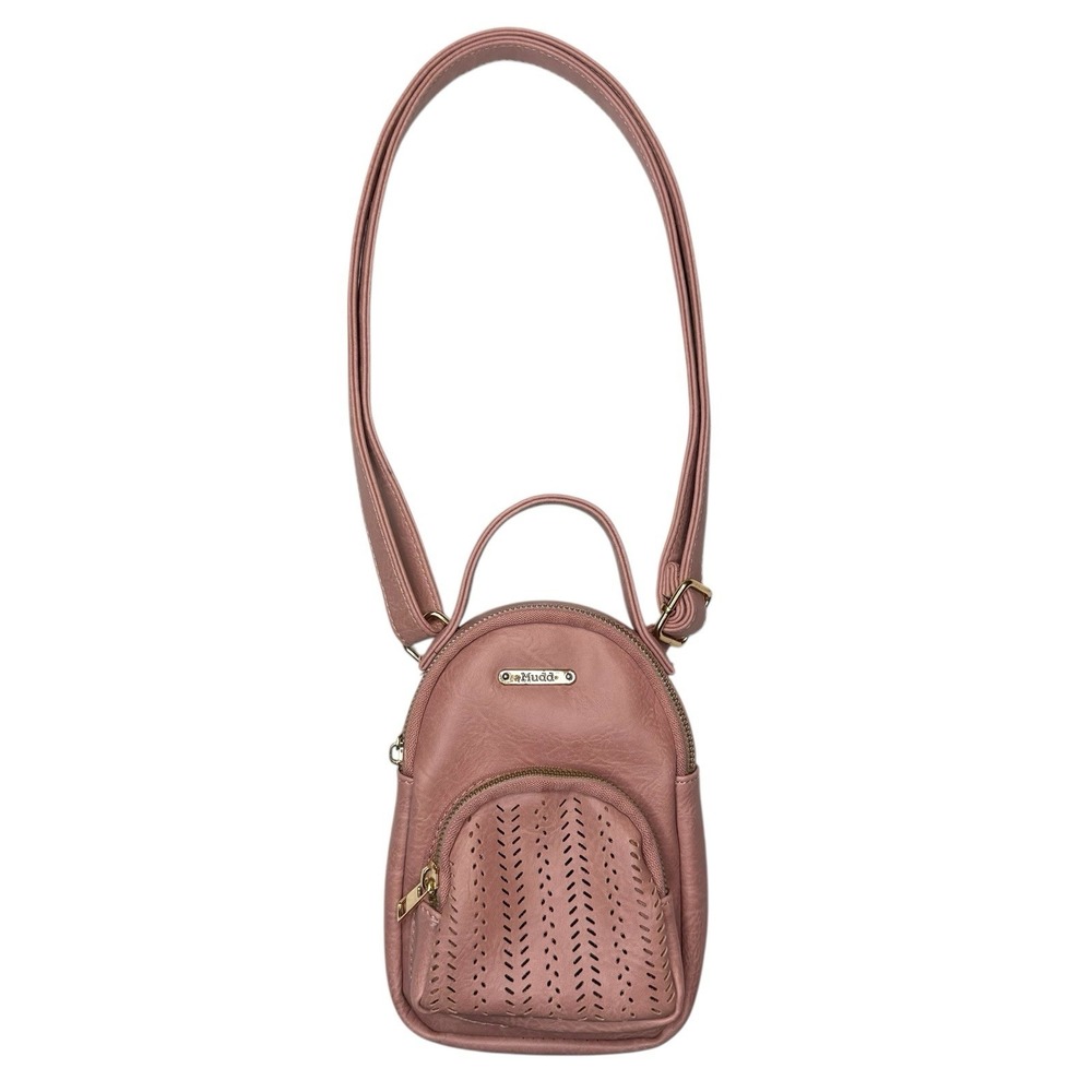 Vintage MUDD Crossbody Bag Purse Mini Backpack Logo 90's Y2K Pink Quilted - Picture 2 of 9